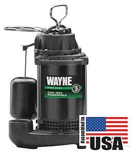 Wayne CDU800 Sump Pump, 1-Phase, 10 A, 120 V, 0.5 hp, 1-1/2 in Outlet, 20 ft Max Head, 2040 gph, Iron