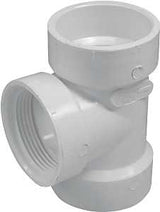 Canplas 192114S Test Tee, 1-1/2 in, Hub x FNPT, PVC, White
