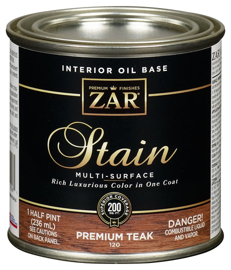 ZAR 12006 Wood Stain, Premium Teak, Liquid, 0.5 pt, Can
