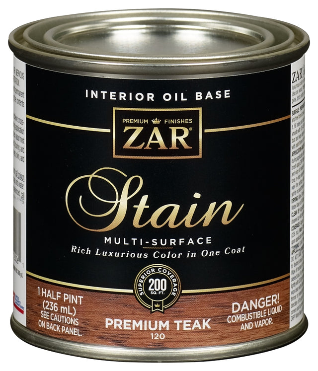 ZAR 12006 Wood Stain, Premium Teak, Liquid, 0.5 pt, Can