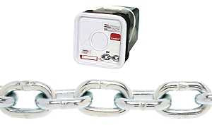 Campbell 0143636 Proof Coil Chain, 3/8 in, 45 ft L, 30 Grade, Steel, Galvanized