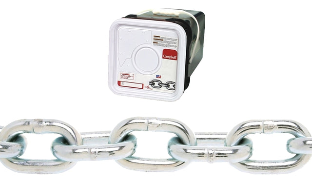 Campbell 0143636 Proof Coil Chain, 3/8 in, 45 ft L, 30 Grade, Steel, Galvanized