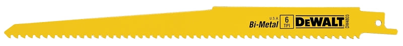 DEWALT DW4803 Reciprocating Saw Blade, Applicable Materials: Wood, 3/4 in W, 9 in L, 6 TPI