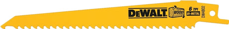 DEWALT DW4802 Reciprocating Saw Blade, Applicable Materials: Wood, 3/4 in W, 6 in L, 6 TPI