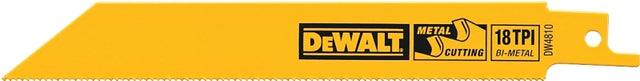 DEWALT DW4810 Reciprocating Saw Blade, Applicable Materials: Angle Iron, Fiberglass, Metal, Rubber, 4 in L, 18 TPI