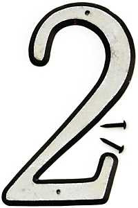 Hy-Ko 30600 Series 30602 House Number, Character: 2, 4 in H Character, Black/White Character, Plastic, Pack of 10