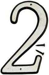 Hy-Ko 30600 Series 30602 House Number, Character: 2, 4 in H Character, Black/White Character, Plastic, Pack of 10