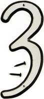 Hy-Ko 30600 Series 30603 House Number, Character: 3, 4 in H Character, Black/White Character, Plastic, Pack of 10