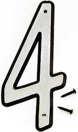 Hy-Ko 30600 Series 30604 House Number, Character: 4, 4 in H Character, Black/White Character, Plastic, Pack of 10