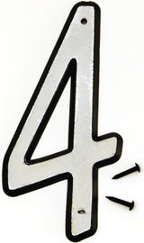 Hy-Ko 30600 Series 30604 House Number, Character: 4, 4 in H Character, Black/White Character, Plastic, Pack of 10