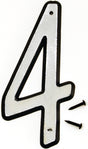 Hy-Ko 30600 Series 30604 House Number, Character: 4, 4 in H Character, Black/White Character, Plastic, Pack of 10