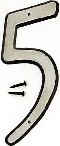 Hy-Ko 30600 Series 30605 House Number, Character: 5, 4 in H Character, Black/White Character, Plastic, Pack of 10
