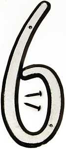 Hy-Ko 30600 Series 30606 House Number, Character: 6, 4 in H Character, Black/White Character, Plastic, Pack of 10