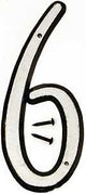 Hy-Ko 30600 Series 30606 House Number, Character: 6, 4 in H Character, Black/White Character, Plastic, Pack of 10