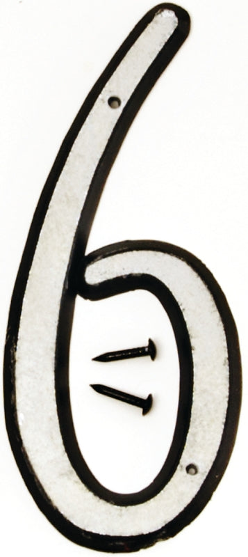 Hy-Ko 30600 Series 30606 House Number, Character: 6, 4 in H Character, Black/White Character, Plastic, Pack of 10