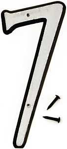 Hy-Ko 30600 Series 30607 House Number, Character: 7, 4 in H Character, Black/White Character, Plastic, Pack of 10