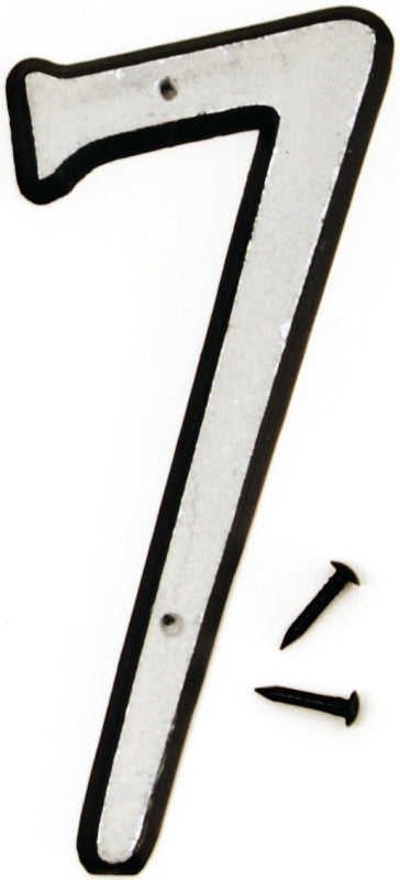 Hy-Ko 30600 Series 30607 House Number, Character: 7, 4 in H Character, Black/White Character, Plastic, Pack of 10