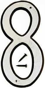 Hy-Ko 30600 Series 30608 House Number, Character: 8, 4 in H Character, Black/White Character, Plastic, Pack of 10