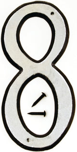 Hy-Ko 30600 Series 30608 House Number, Character: 8, 4 in H Character, Black/White Character, Plastic, Pack of 10