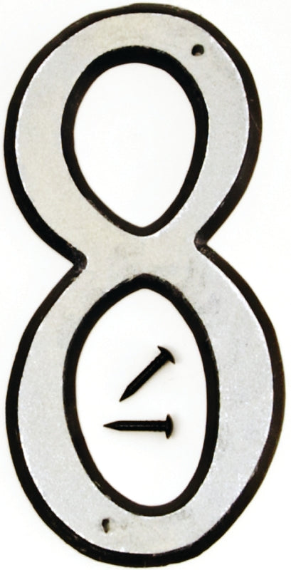 Hy-Ko 30600 Series 30608 House Number, Character: 8, 4 in H Character, Black/White Character, Plastic, Pack of 10