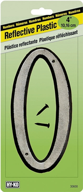 Hy-Ko 30600 Series 30610 House Number, Character: 0, 4 in H Character, Black/White Character, Plastic, Pack of 10