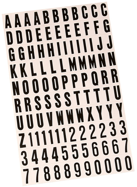 Hy-Ko MM-6 Packaged Number and Letter Set, 3/4 in H Character, Black Character, White Background, Vinyl, Pack of 10