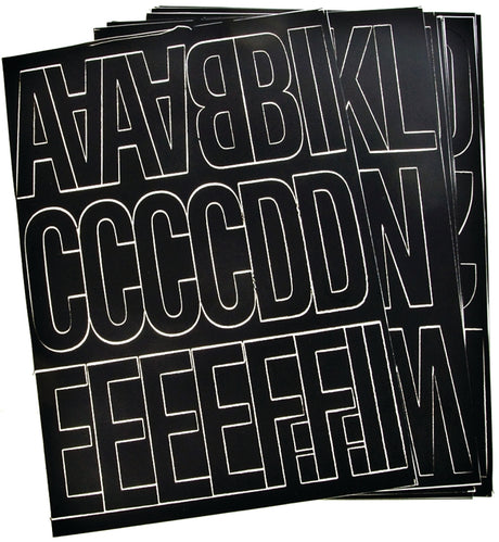 Hy-Ko 30035 Die-Cut Number and Letter Set, 3 in H Character, Black Character, Black Background, Vinyl