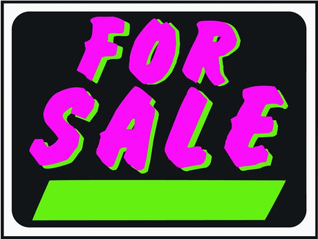 Hy-Ko Hy-Glo Series 3041 Identification Sign, 8-1/2 x 12 in Dimensions, FOR SALE, Green/Pink Legend, Black Background, Pack of 10