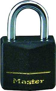 Master Lock 131Q Padlock, Keyed Alike Key, 3/16 in Dia Shackle, Steel Shackle, Brass Body, 1-3/16 in W Body
