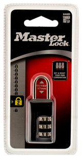 Master Lock 646D Padlock, 13/16 in W Body, 1/8 in Dia Shackle, 11/16 in H Shackle, Steel Shackle, Zinc Body, Black