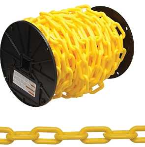 Campbell 099-0837 Decorator Chain, Yellow, 1/2 in W Inside Link, #8, 60 ft L, Plastic