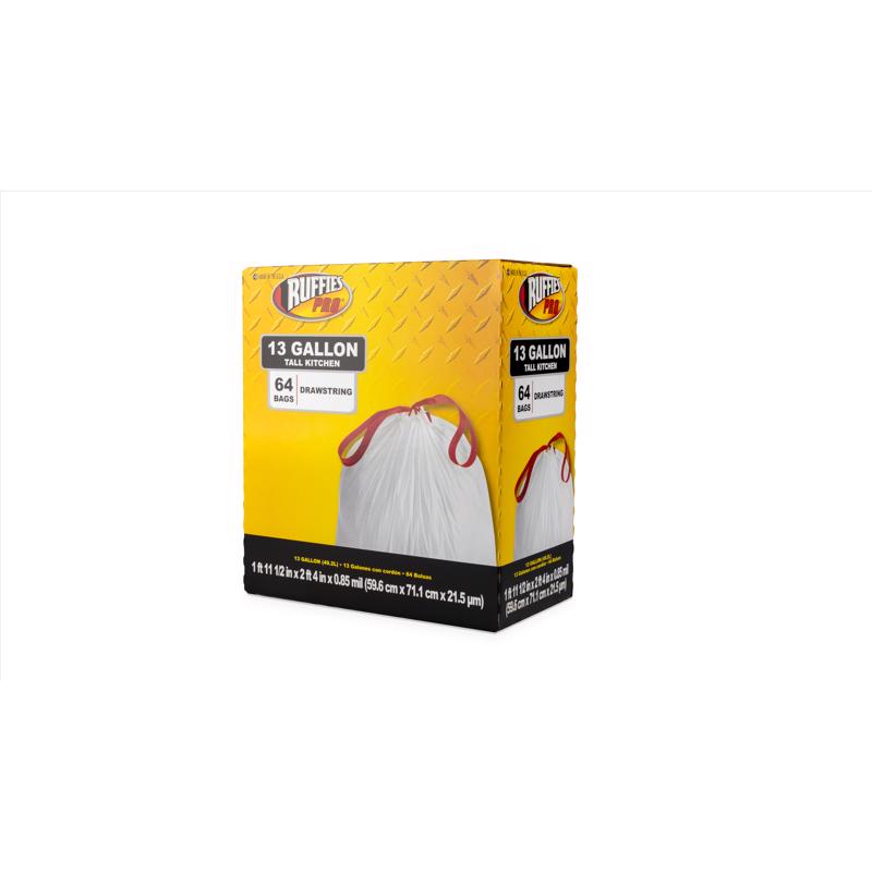 Ruffies Pro 13 gal Tall Kitchen Bags Drawstring 64 pk
