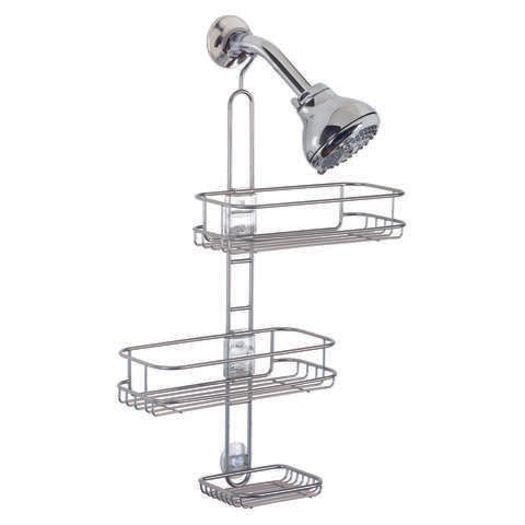 iDesign Linea 22 in. H X 11 in. W X 5 in. L Silver Shower Caddy