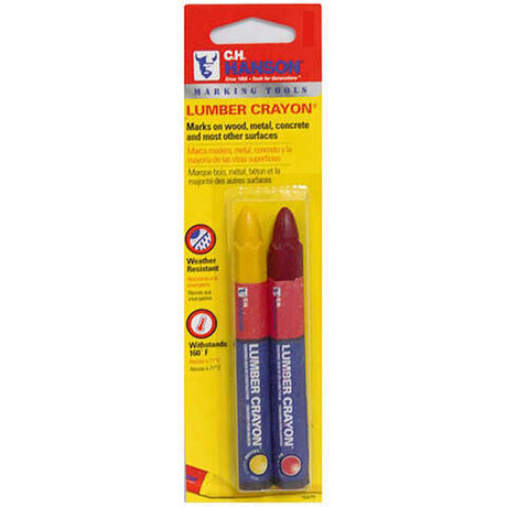 C.H. Hanson 4-1/4 in. L Lumber Crayon Set Red/Yellow 2 pc