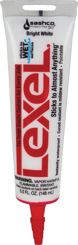 Sashco 13033 Elastic Sealant, White, 7 days Curing, 0 to 120 deg F, 5 oz Tube