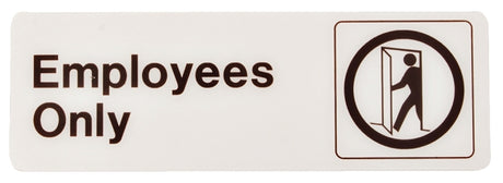 Hy-Ko D-2 Graphic Sign, Rectangular, Employees Only, Dark Brown Legend, White Background, Plastic, Pack of 5