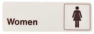 Hy-Ko D-14 Graphic Sign, Rectangular, WOMEN, Dark Brown Legend, White Background, Plastic, 3 in W x 9 in H Dimensions, Pack of 5