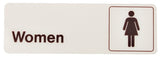 Hy-Ko D-14 Graphic Sign, Rectangular, WOMEN, Dark Brown Legend, White Background, Plastic, 3 in W x 9 in H Dimensions, Pack of 5