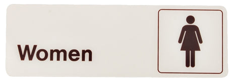 Hy-Ko D-14 Graphic Sign, Rectangular, WOMEN, Dark Brown Legend, White Background, Plastic, 3 in W x 9 in H Dimensions, Pack of 5