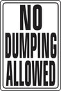 Hy-Ko HW-4 Parking Sign, Rectangular, NO DUMPING ALLOWED, Black Legend, White Background, Aluminum
