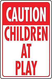 Hy-Ko HW-7 Traffic Sign, Rectangular, CHILDREN AT PLAY, Red Legend, White Background, Aluminum