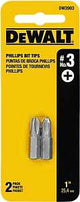 DEWALT DW2003 Insert Bit Tip, #3 Drive, Phillips Drive, 1/4 in Shank, Hex Shank, 1 in L, Tool Steel