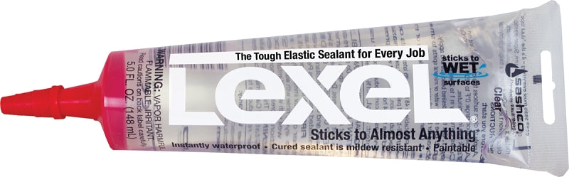 Sashco 13013 Elastic Sealant, Clear, 7 days Curing, 0 to 120 deg F, 5 oz Tube