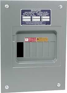 Square D Homeline HOM612L100FCP Load Center, 100 A, 6-Space, 12-Circuit, Main Lug, NEMA 1 Enclosure, Gray, Plug