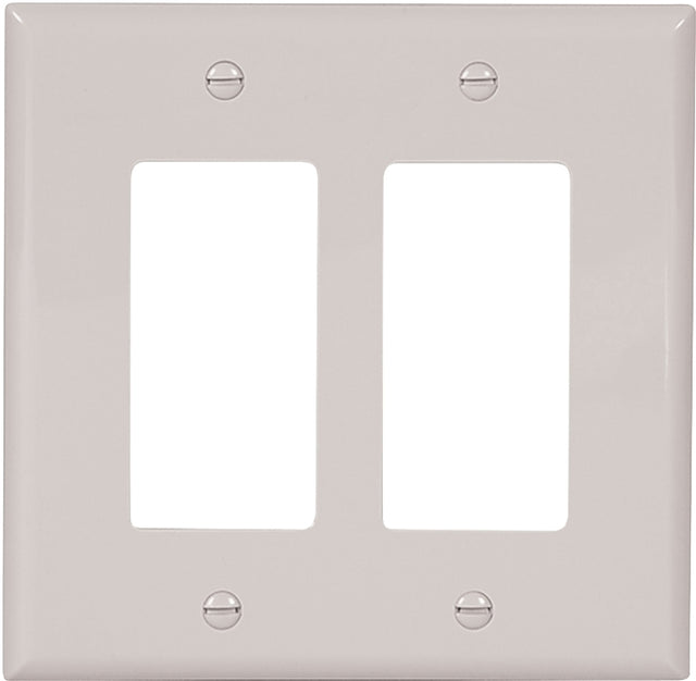 Eaton Wiring Devices PJ262W Wallplate, 4-1/2 in L, 4.56 in W, 2 -Gang, Polycarbonate, White, High-Gloss
