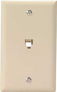Eaton Wiring Devices 3532-4V Telephone Jack with Wallplate, Thermoplastic Housing Material, Ivory