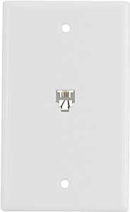 Eaton Wiring Devices 3532-4W Telephone Jack with Wallplate, Thermoplastic Housing Material, White