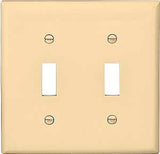 Eaton Wiring Devices 5139V-BOX Wallplate, 4-1/2 in L, 4.56 in W, 2 -Gang, Nylon, Ivory, High-Gloss, Pack of 10
