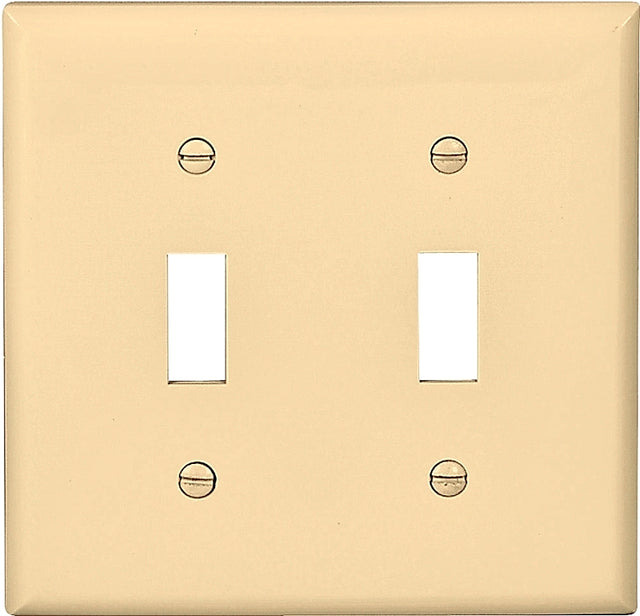 Eaton Wiring Devices 5139V-BOX Wallplate, 4-1/2 in L, 4.56 in W, 2 -Gang, Nylon, Ivory, High-Gloss, Pack of 10