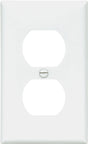 Eaton Wiring Devices 5132W Wallplate, 4-1/2 in L, 2-3/4 in W, 1 -Gang, Nylon, White, High-Gloss, Flush
